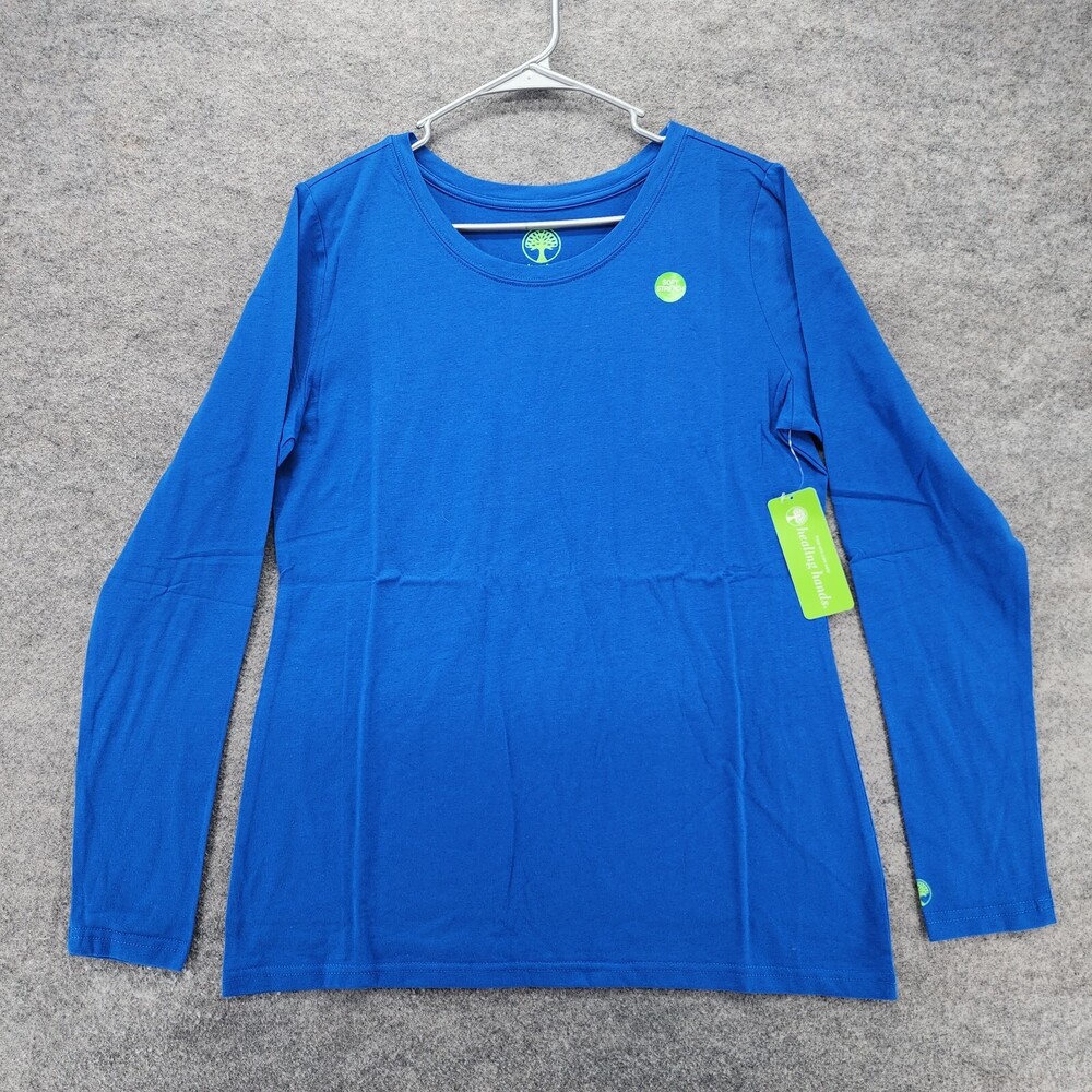 Healing Hands Shirt Womens Large Long Sleeve Blue
